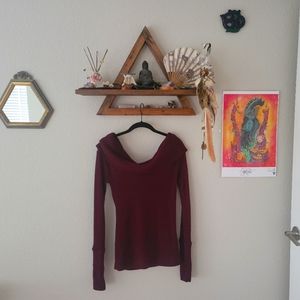 Free people small Snowbunny sweater off-shoulder maroon